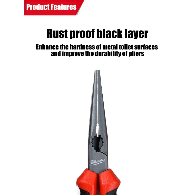 Milwaukee 8-Inch Long Nose Pliers - Heavy-Duty Precision Tools