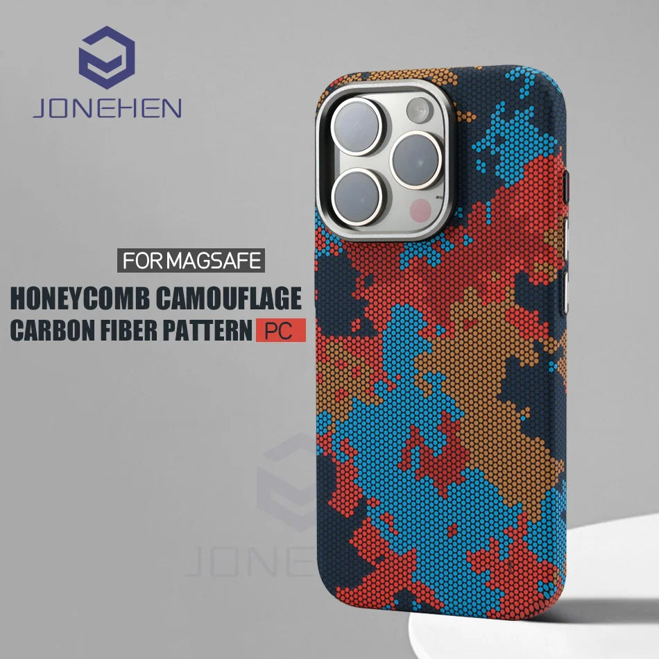 Magnetic Carbon Fibre Pattern Case for iPhone 13/14/15 Pro Max