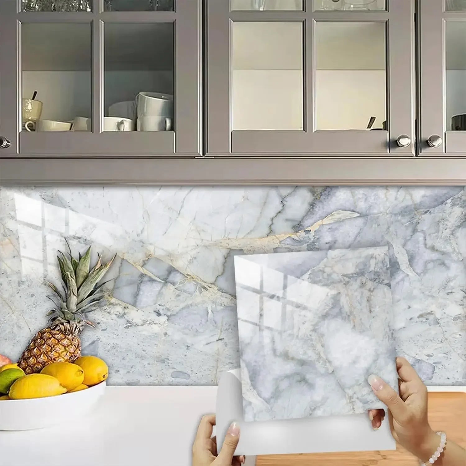 Waterproof Thickened Self-Adhesive Marble Tile Floor Stickers - 10/30/50PCS