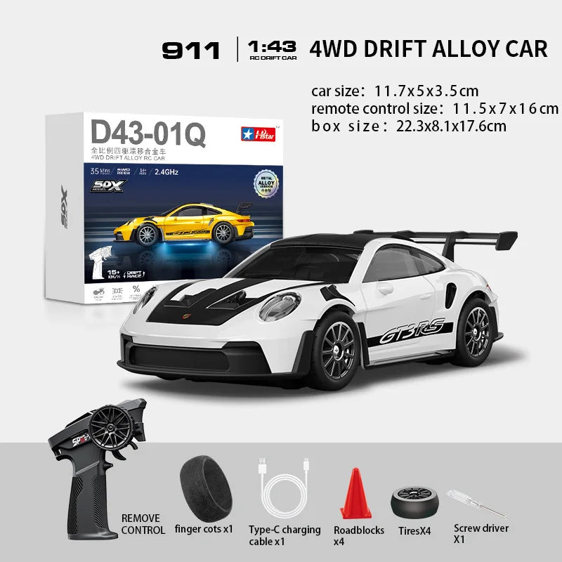 Macro Star D43 RC Drift Car - Eye-Catching Luminous 1:43 Alloy Model