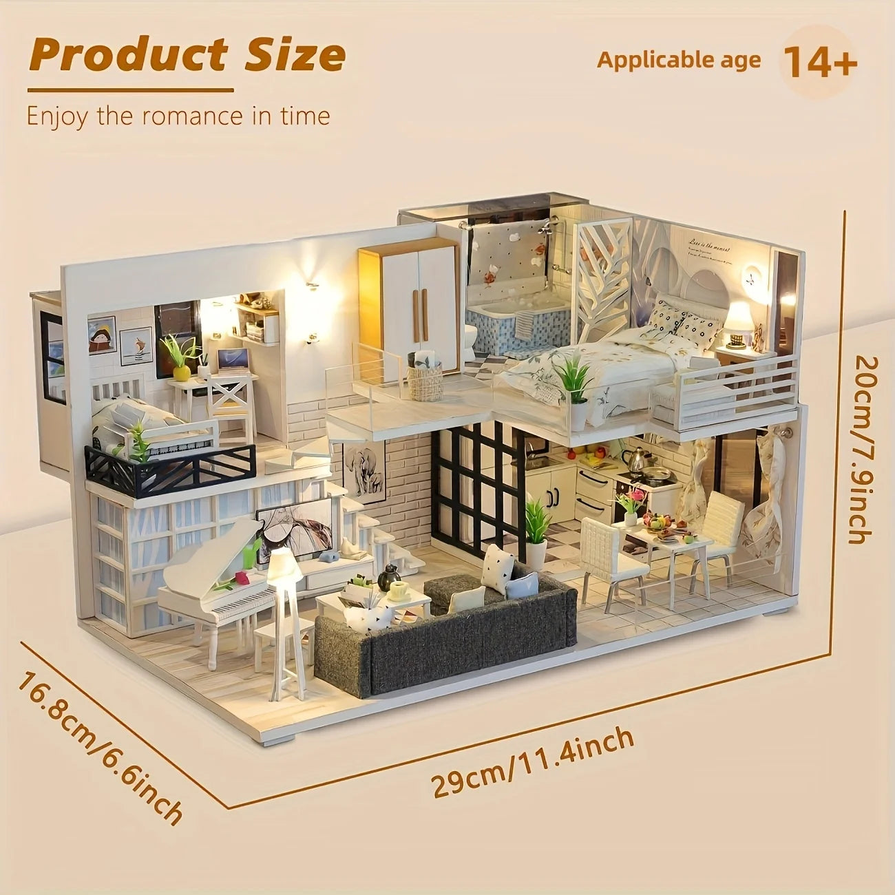 DIY 3D Wooden Dollhouse Model Kit - Creative Puzzle for Teens & Adults