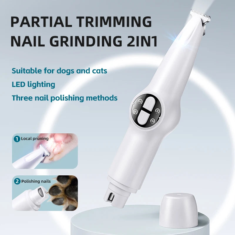 2-in-1 Electric Dog Nail Grinder & Hair Trimmer - Quiet & Efficient