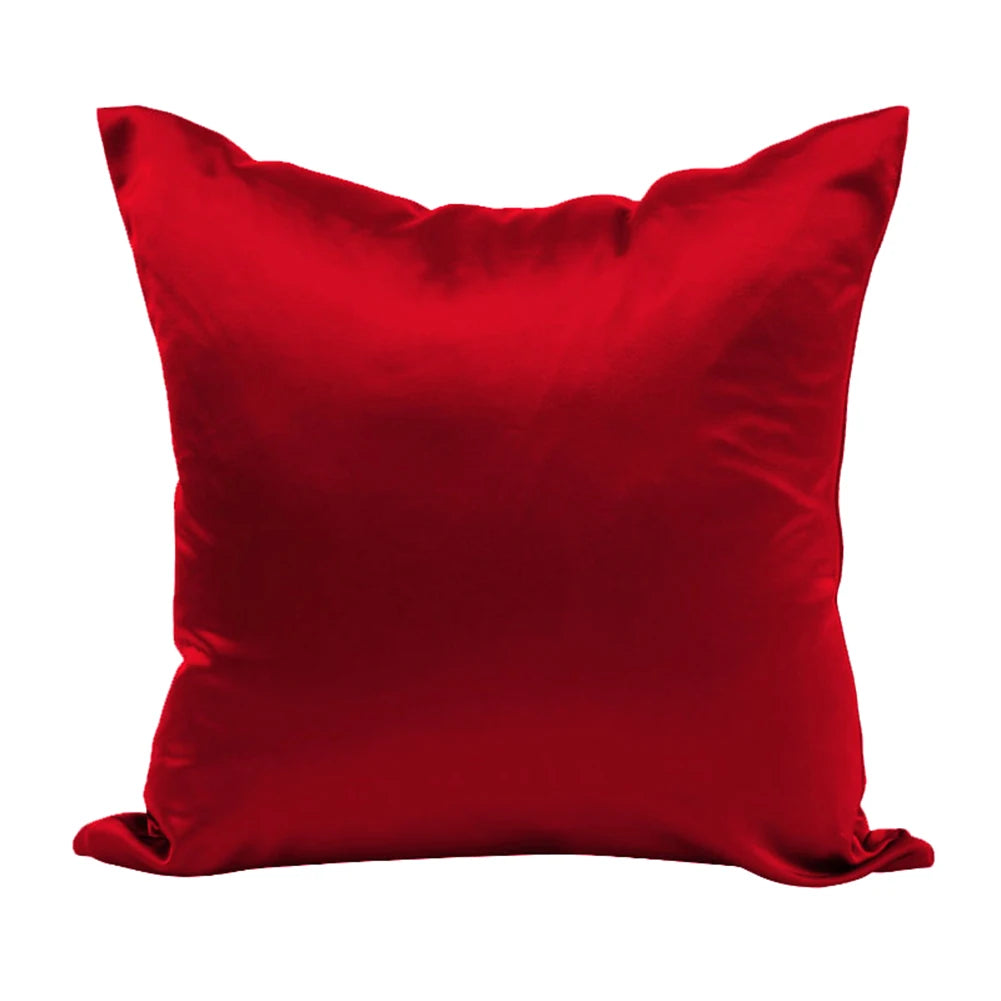Elegant Satin Silk Throw Pillow Case with Hidden Zipper - Solid Color