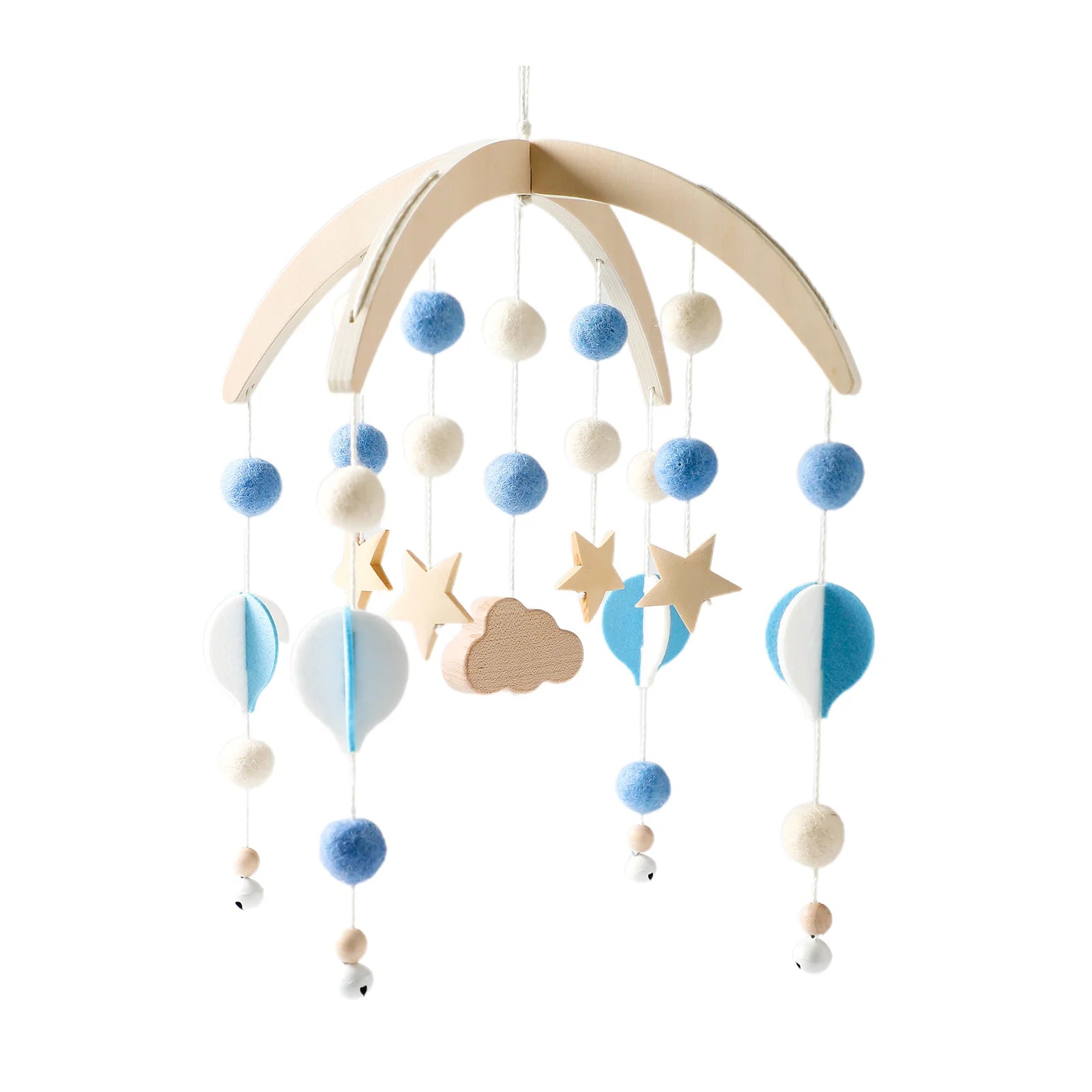 Wooden Baby Mobile Rattle Toy for Newborns - 0-12 Months
