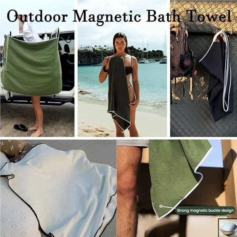 Quick-Drying Outdoor Magnetic Bath Towel - Coral Fleece Comfort