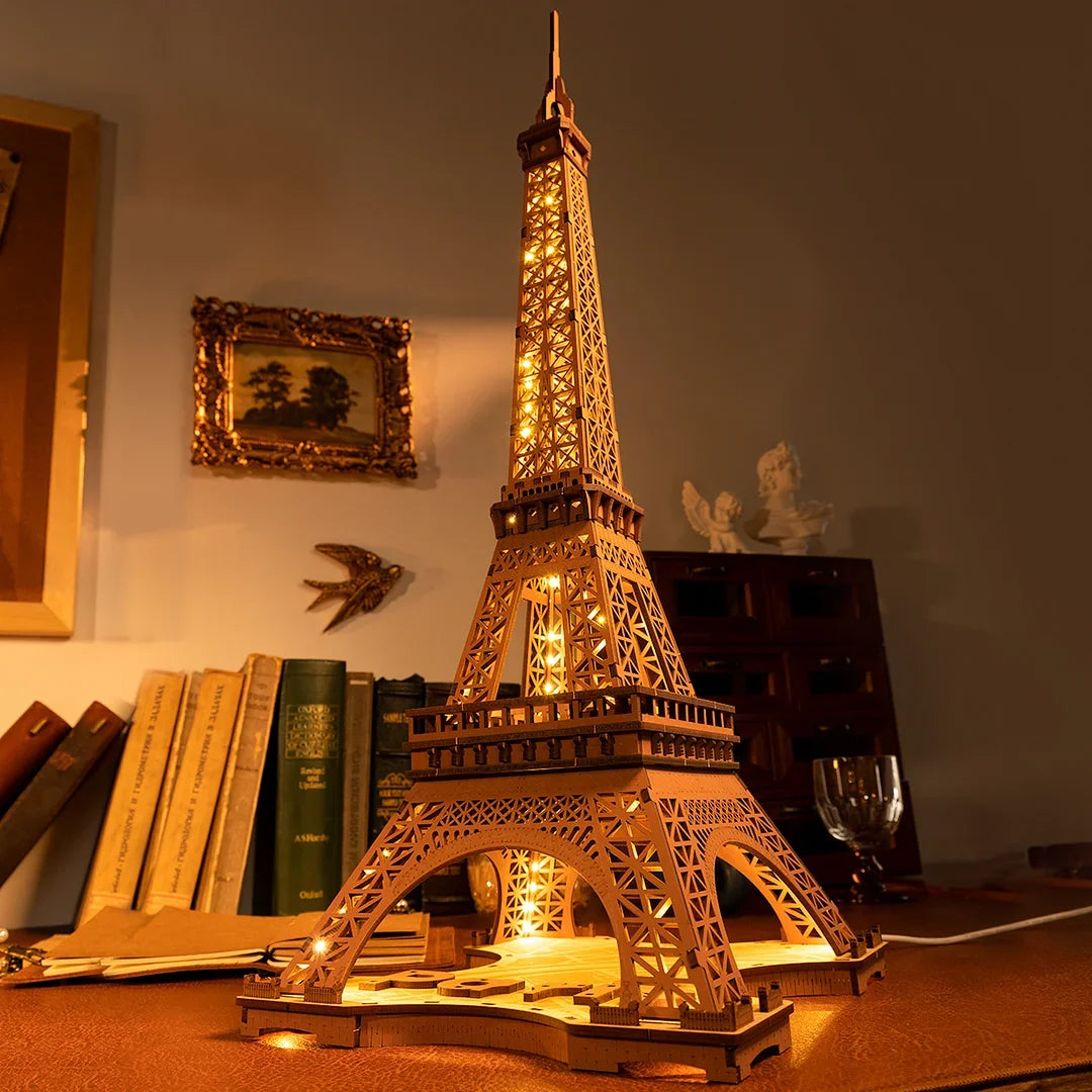 Robotime Eiffel Tower 3D Wooden Puzzle - Engaging DIY Model for Adults