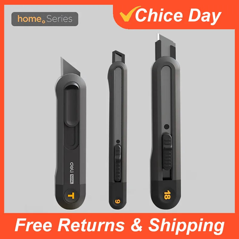 Deli 9mm & 18mm Snap-off Utility Knife with Auto Lock - Precision Cutting