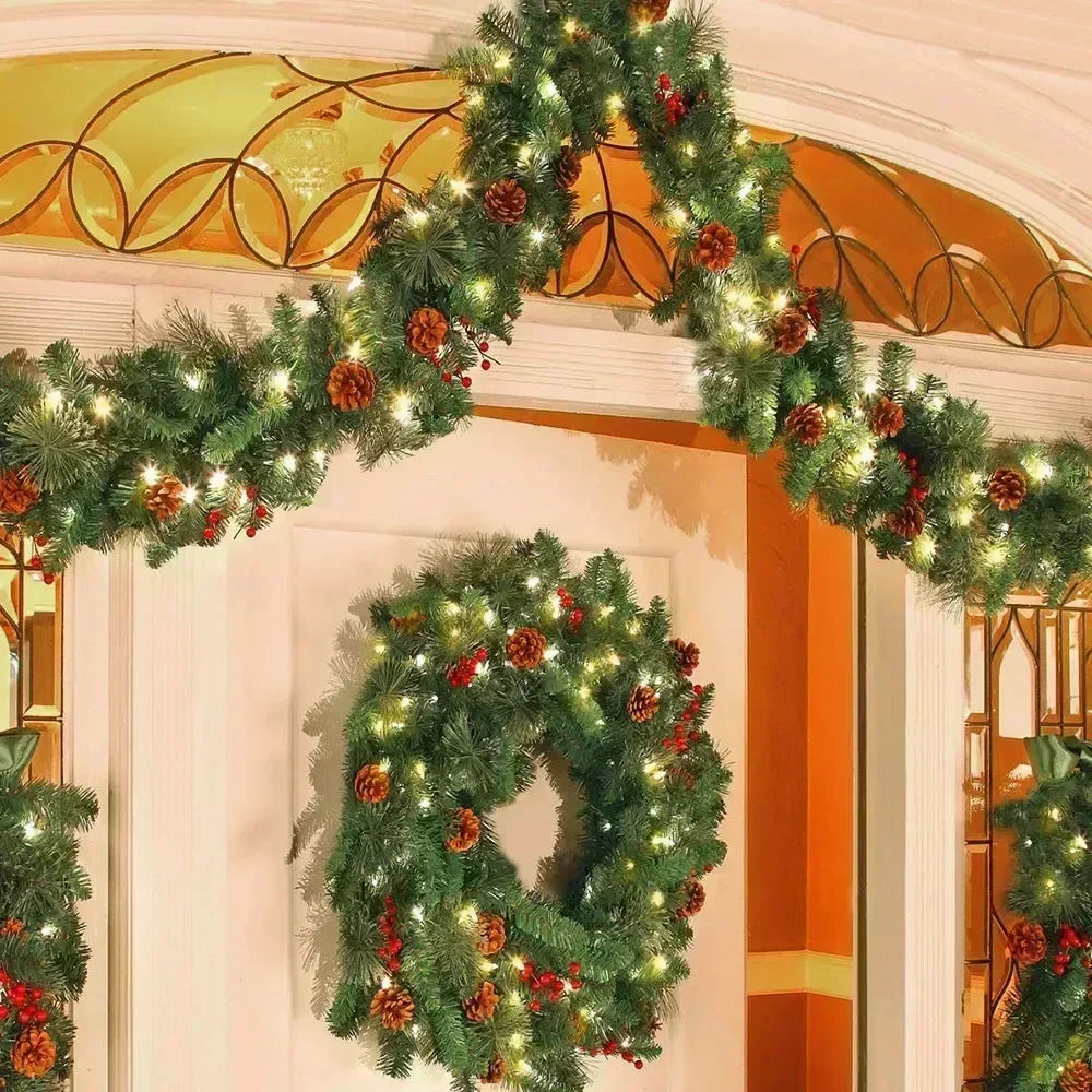 Stunning LED Christmas Garland: Rattan Wreath for Holiday Decor