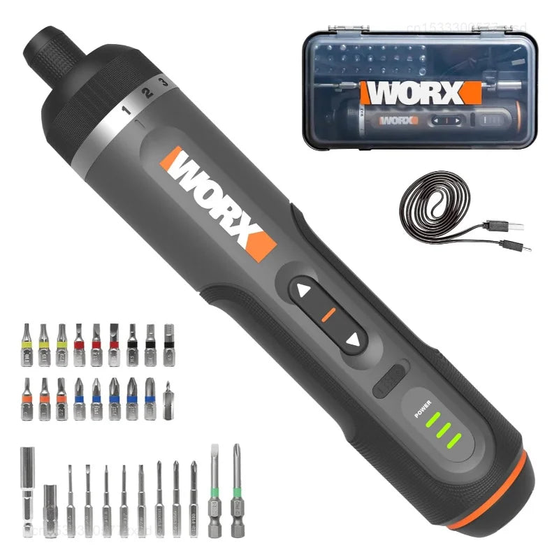 Worx 4V Cordless Electric Screwdriver Set - Compact Home Repair Tool