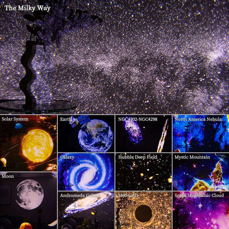 AUSYLE 360° Rotating Galaxy Light Projector for Kids - 12 Projections