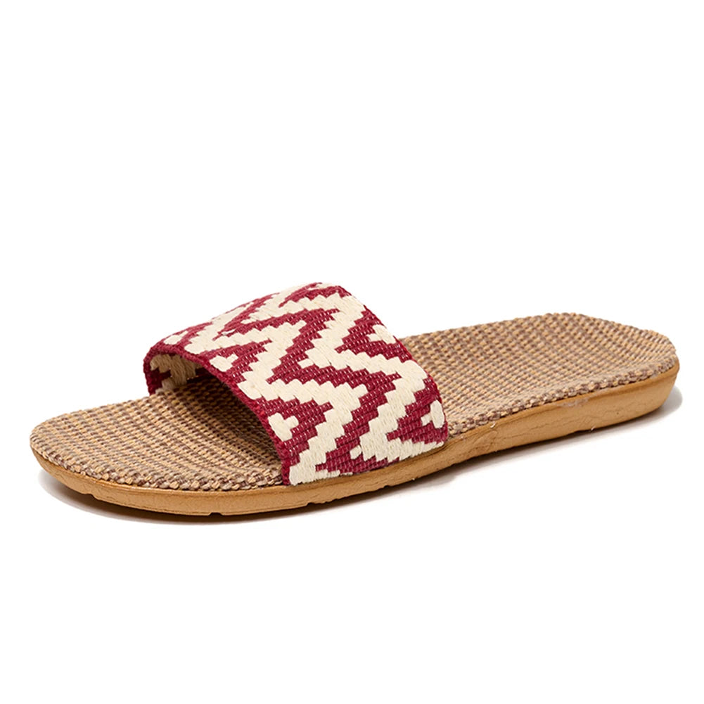 Stylish Linen Slippers - Lightweight Non-Slip Home Sandals