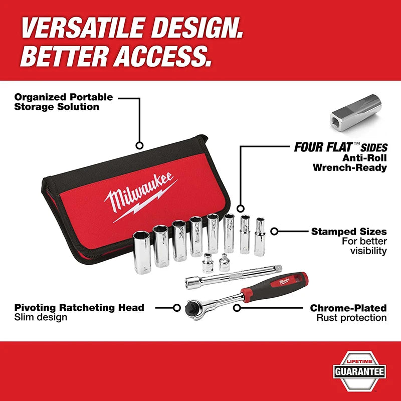 Milwaukee 12-Piece Metric Ratchet Set - Versatile Hand Tool Accessories