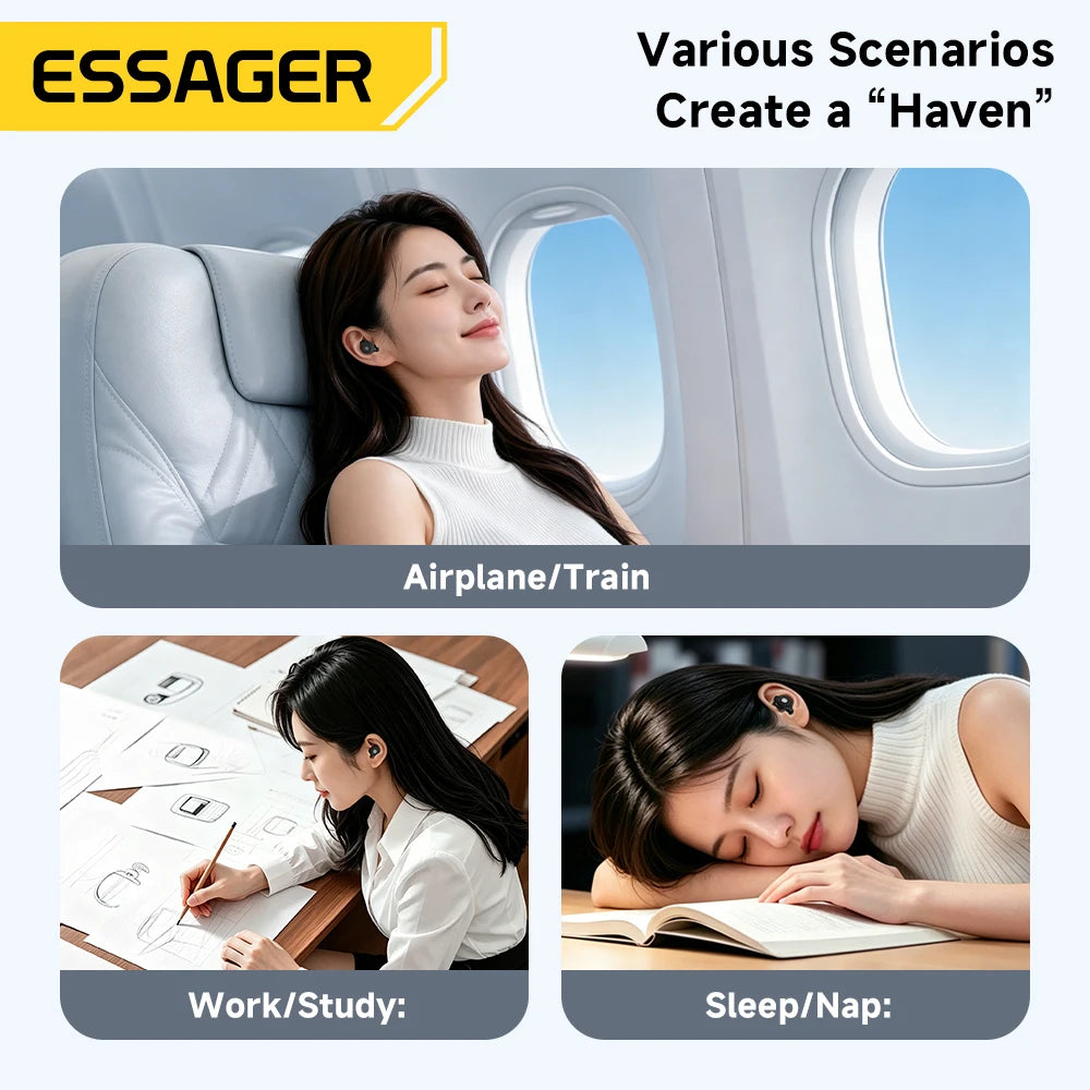 Essager Noise-Canceling Silicone Earplugs for Sleep & Study - 45-49dB