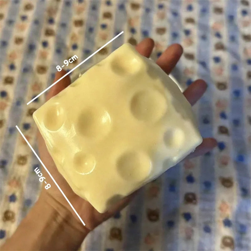 Jumbo Cheese Cube Stress Ball - Shapeable Squeeze Toy for Stress Relief