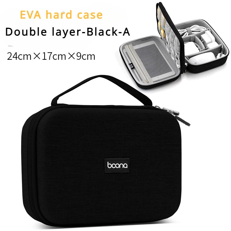 Hard Shell Digital Storage Bag for Travel Power Bank & Cables