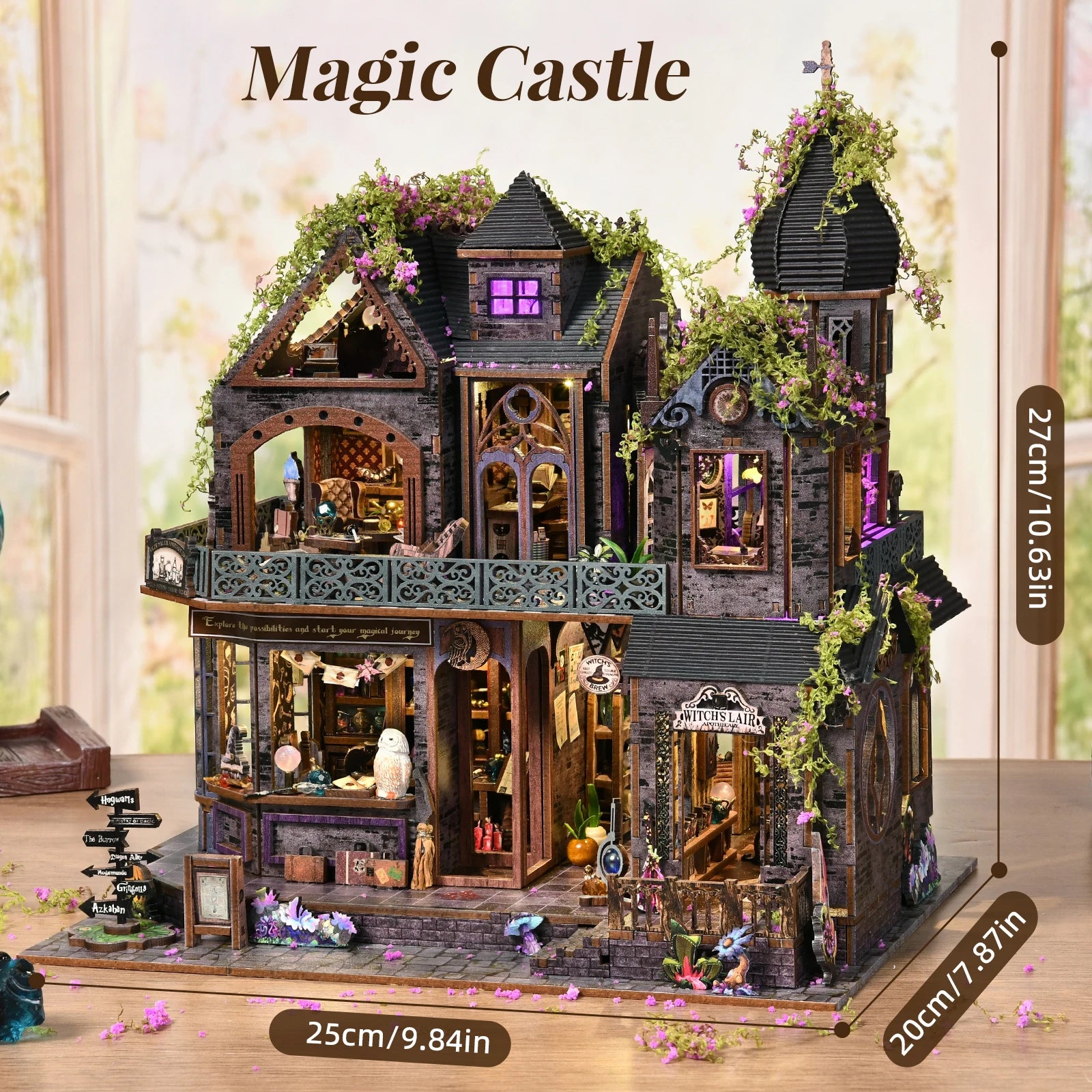 Magical Castle Book Nook Kit - 3D DIY Wooden Art With Music & Light