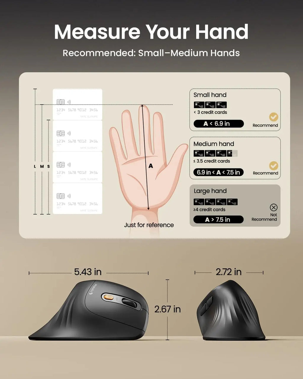 ProtoArc EM11NL Ergonomic Vertical Mouse | Multi-Device Wireless Comfort