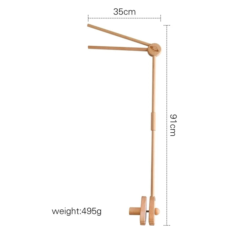 Wooden Baby Mobile Rattle Toy for Newborns - 0-12 Months