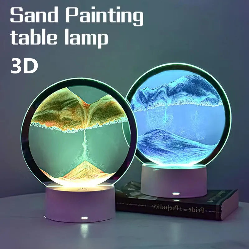 Colorful Quicksand Table Lamp - 3D LED Sand Painting Night Light
