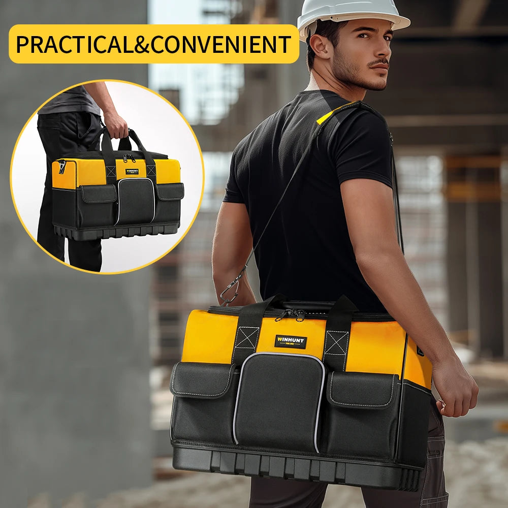WINHUNT Heavy-Duty Tool Bag - Wide Mouth, Adjustable Strap, Durable