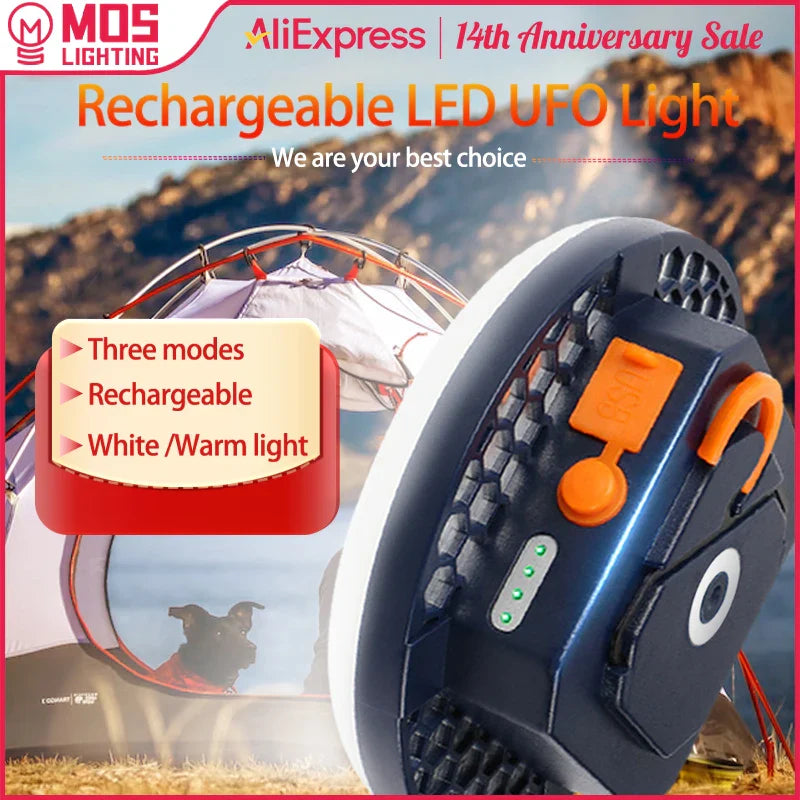 Rechargeable 30W LED Lantern - Portable Camping Light with USB Charging