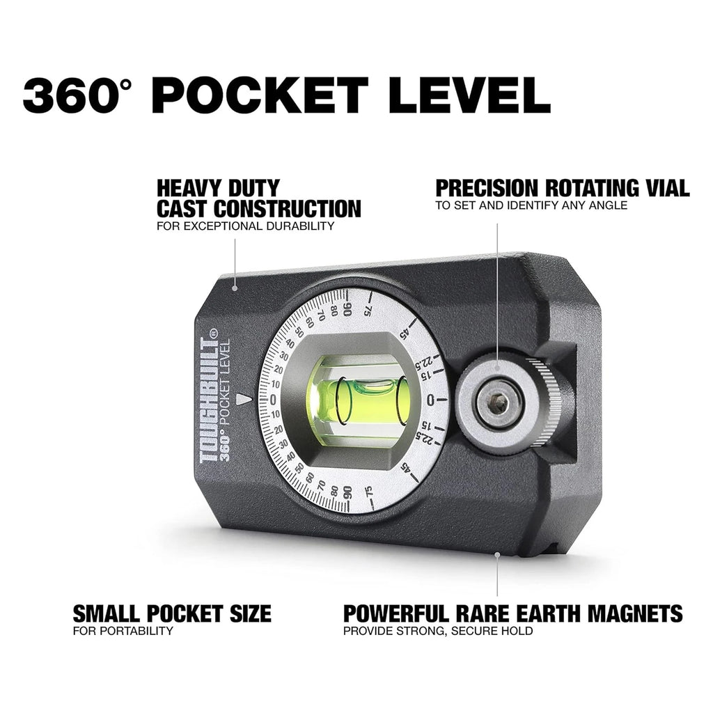 TOUGHBUILT 360-Degree Pocket Level - Magnetic Precision Tool
