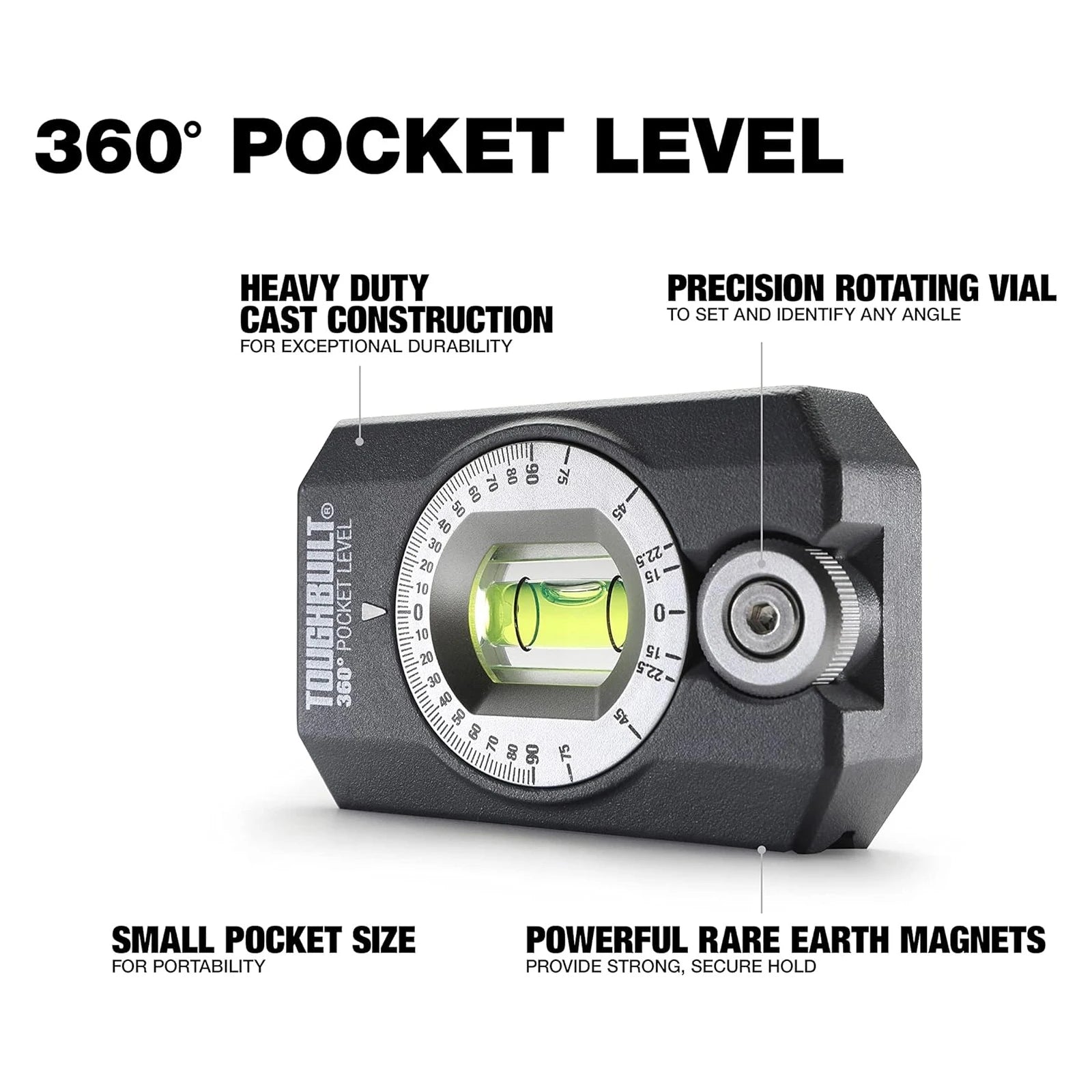 TOUGHBUILT 360-Degree Pocket Level - Magnetic Precision Tool