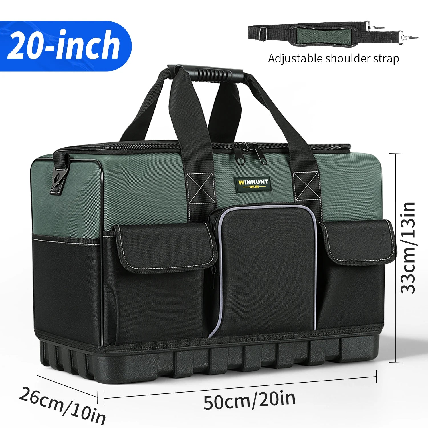 Heavy Duty Electrician Tool Bag with 16 Pockets & Hard Bottom