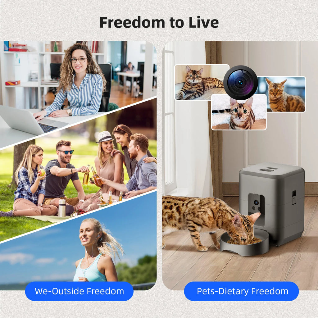 Smart Automatic Pet Feeder with Camera & App Control - 2L
