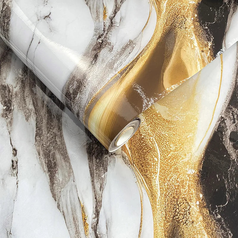 Gilded Marble Waterproof Self-Adhesive Wallpaper for Stylish Interiors