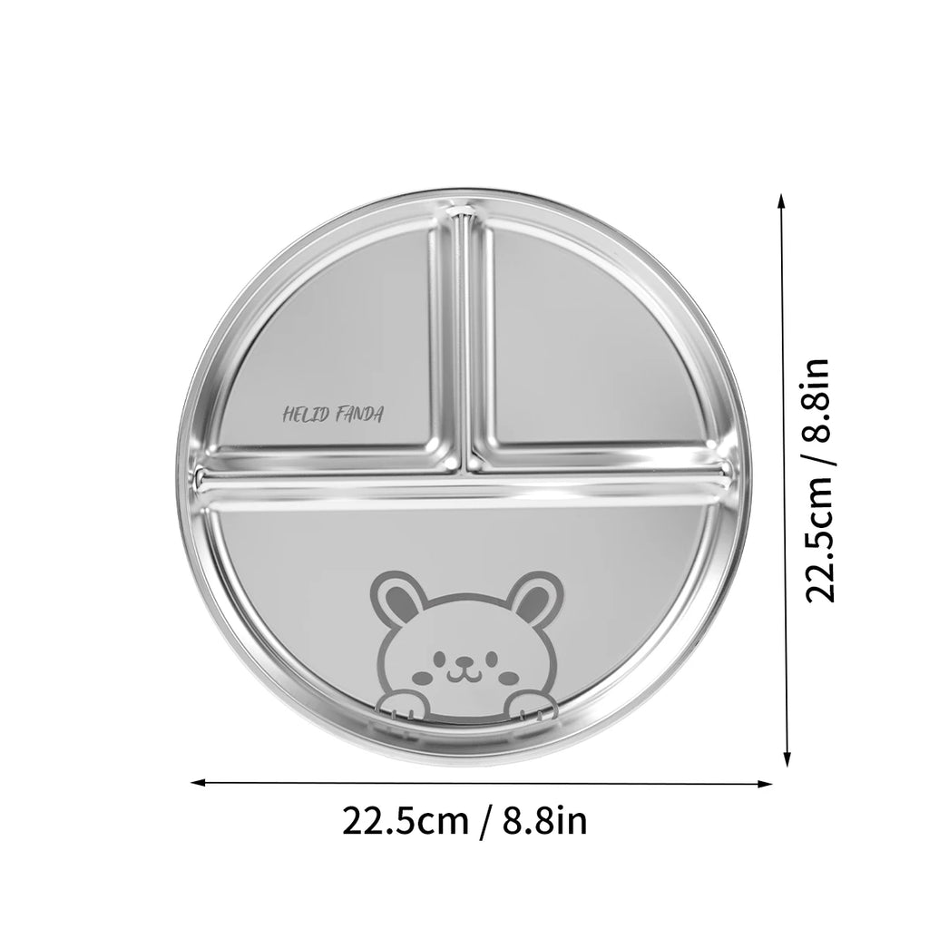 3-Compartment Stainless Steel Dinner Plate - Fun & Functional