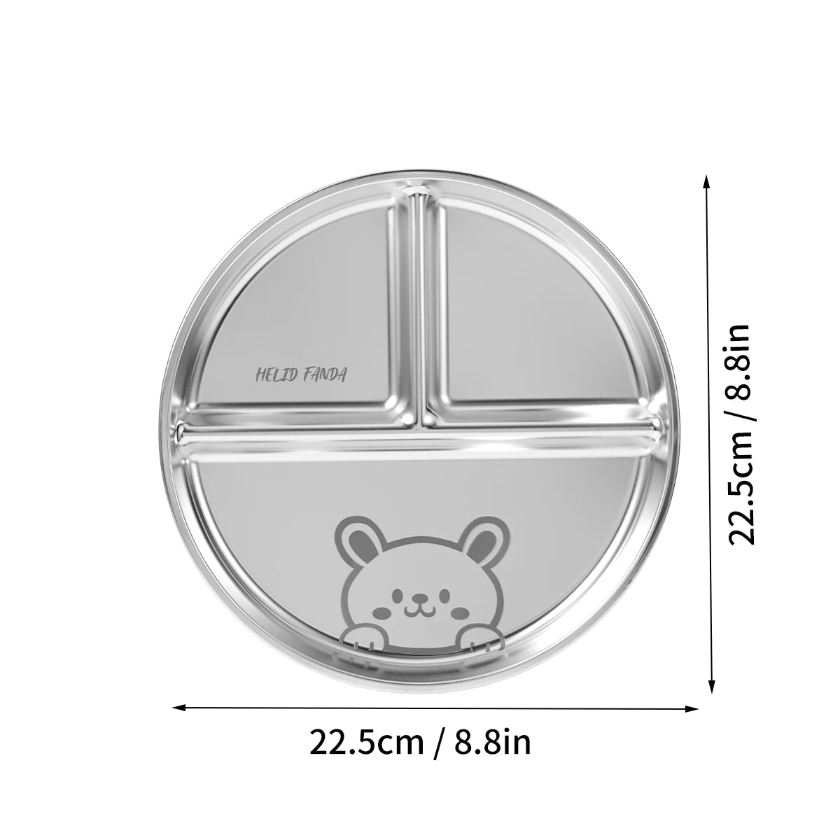 3-Compartment Stainless Steel Dinner Plate - Fun & Functional