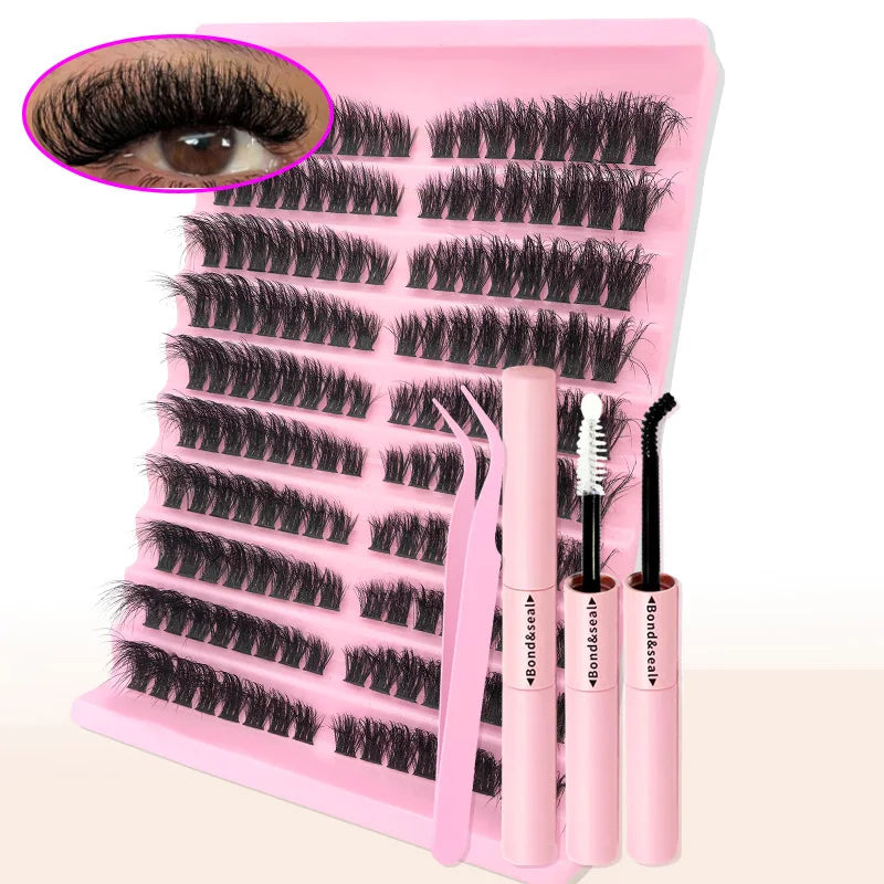 DIY Eyelash Extension Kit - Natural Long Individual Lashes Clusters