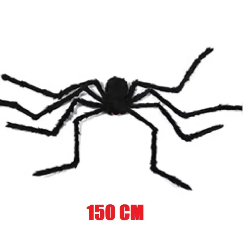 Giant Black Plush Spider Halloween Decoration - Realistic Party Prop