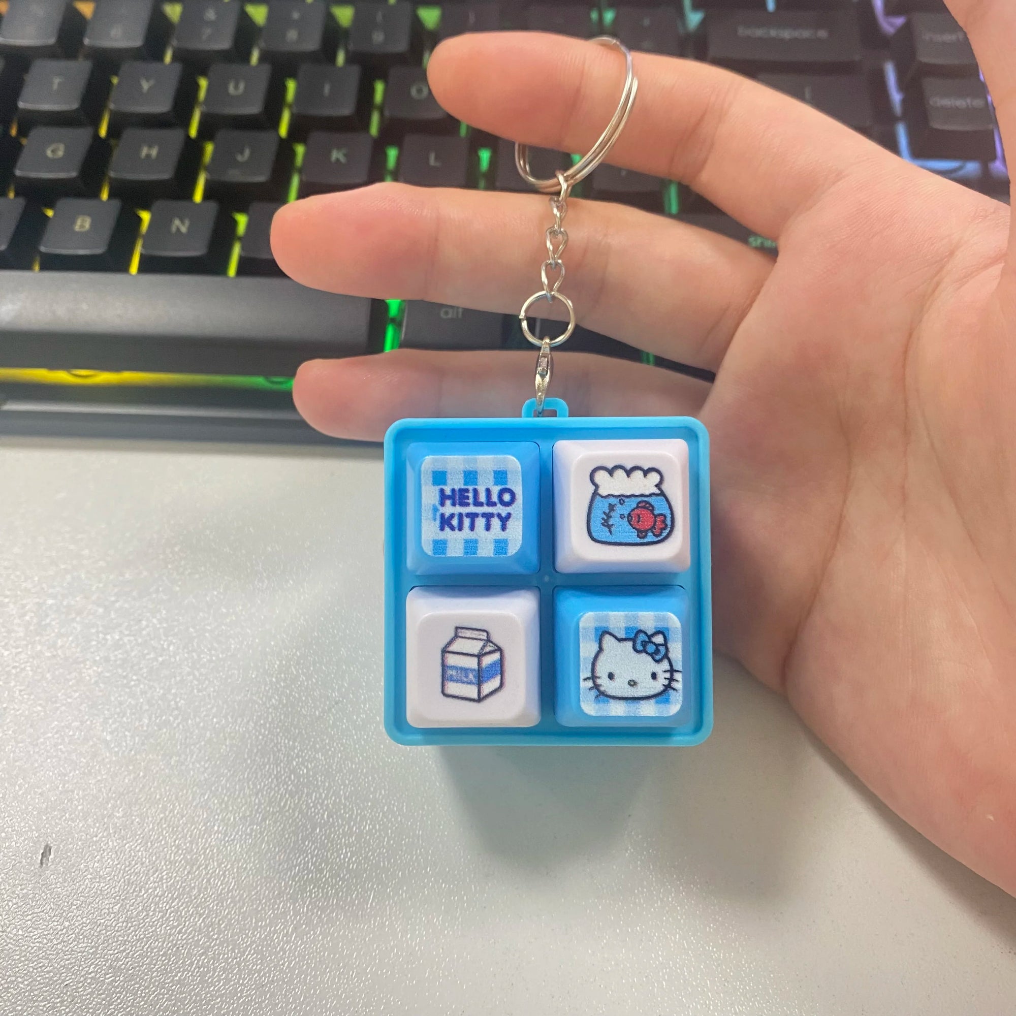 Kawaii LED Light Fidget Toy Keychain - Cute Stress Relief Pendant