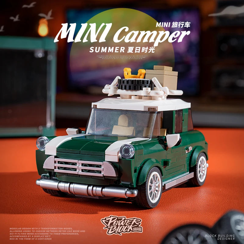 JIMITU Retro Campervan Building Blocks - Fun Mini Model Toy for Kids