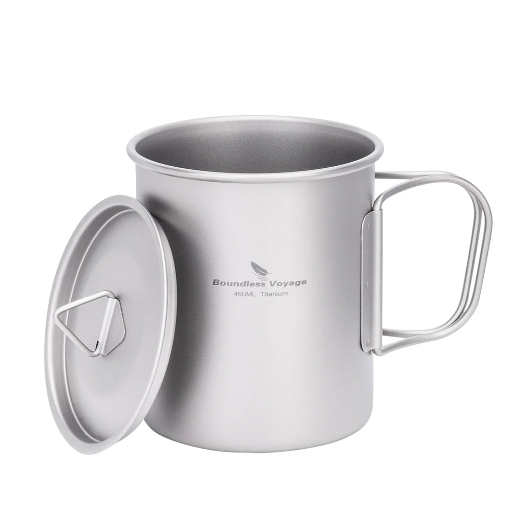 Titanium Camping Mug with Lid - Stackable & Durable Travel Cup
