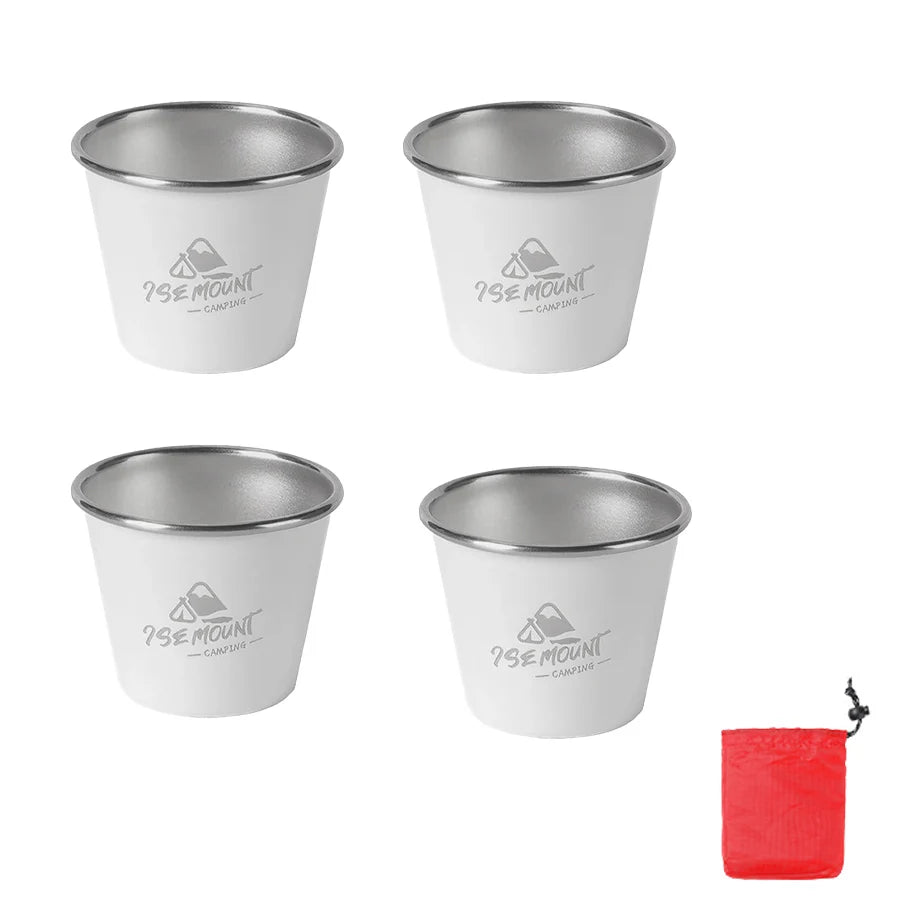 4-Pack Stackable Stainless Steel Cups for Camping & Outdoor Use