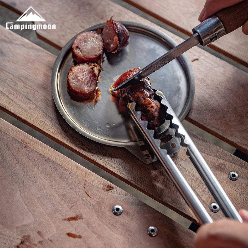 CAMPINGMOON Premium Stainless Steel BBQ Tongs - Safe & Ergonomic Design