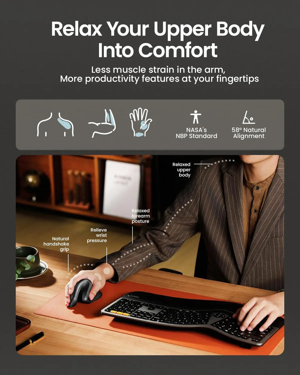 ProtoArc EM11NL Ergonomic Vertical Mouse | Multi-Device Wireless Comfort