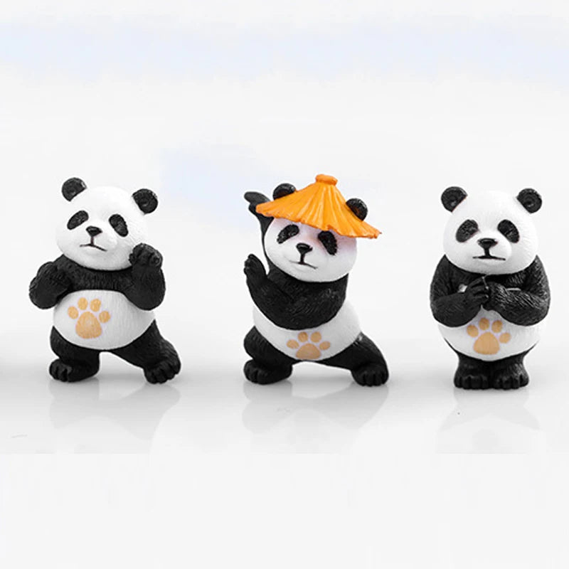 4pcs Mini Kungfu Panda Ornaments - Cute Car & Home Decorations
