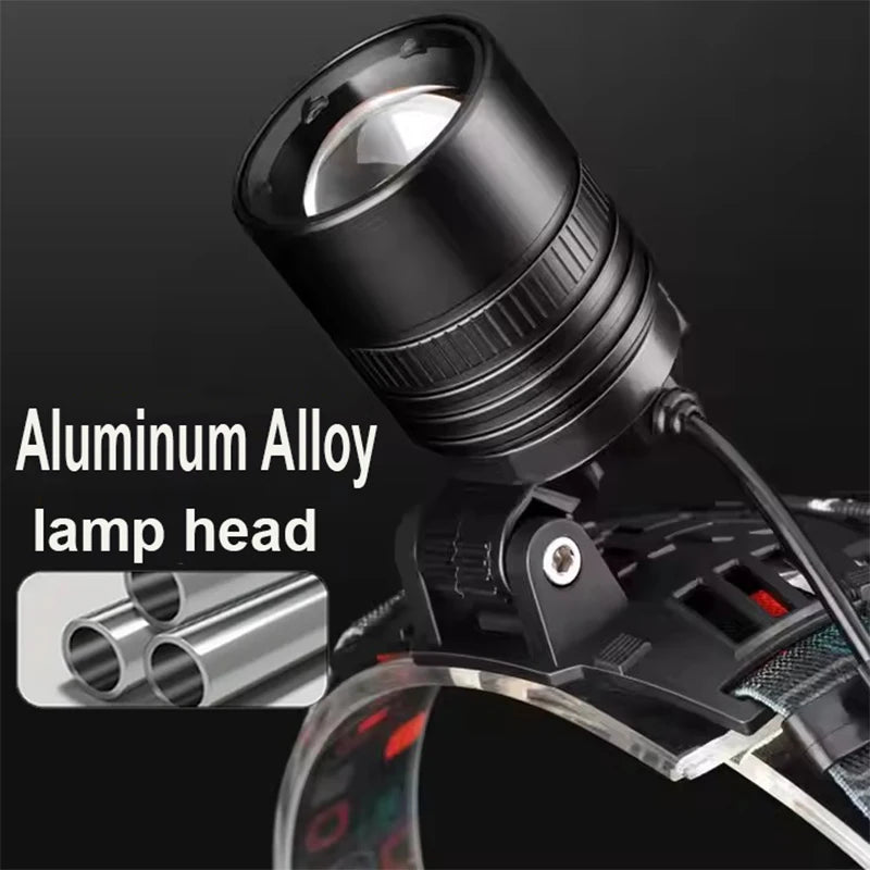USB Rechargeable Aluminum Alloy Headlamp - Super Bright & Waterproof