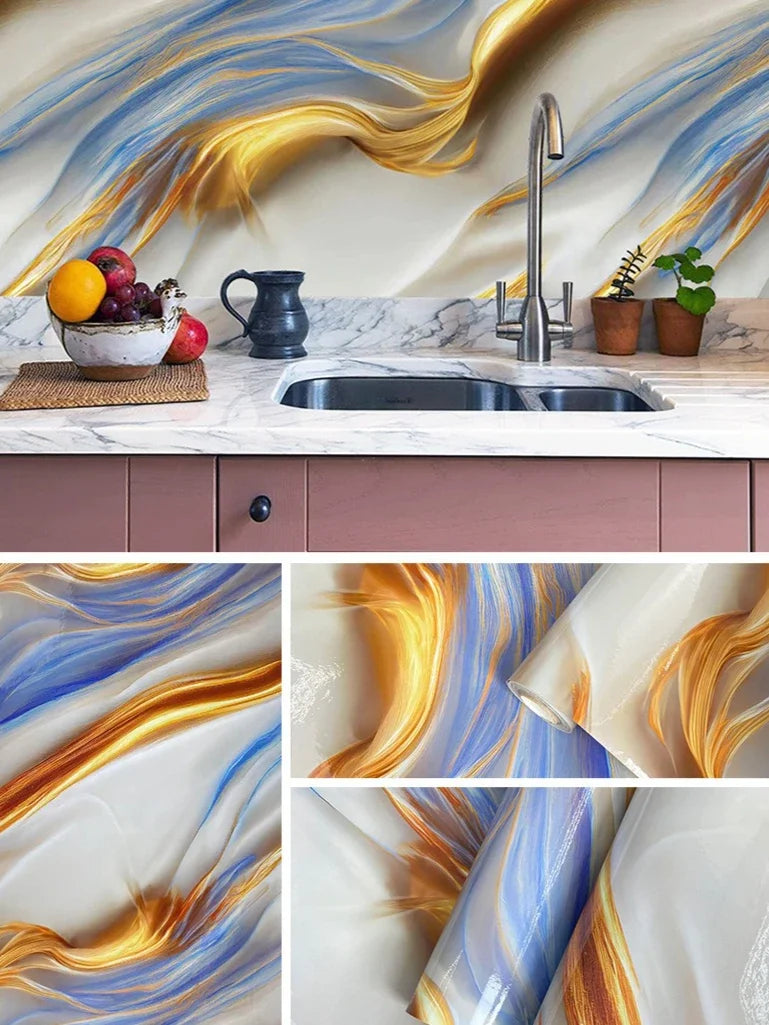 Gilded Marble Waterproof Self-Adhesive Wallpaper for Stylish Interiors