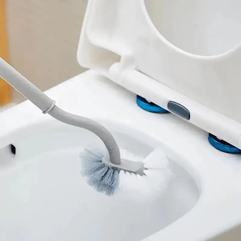 Ergonomic C-Type Toilet Brush with 18" Handle - Reusable & Portable Cleaner