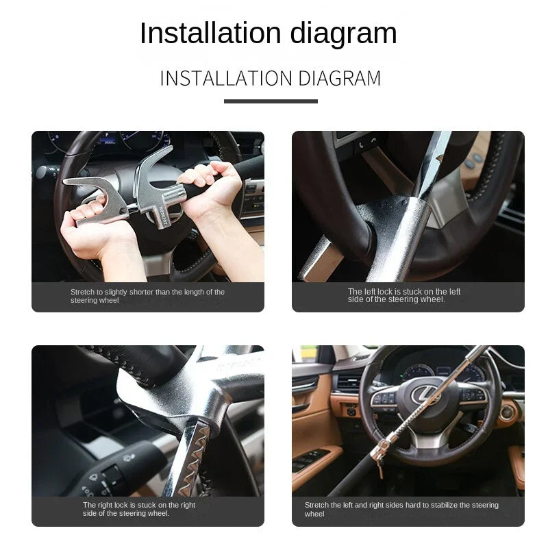 Adjustable Anti-Theft Steering Wheel Lock - Maximum Security Design
