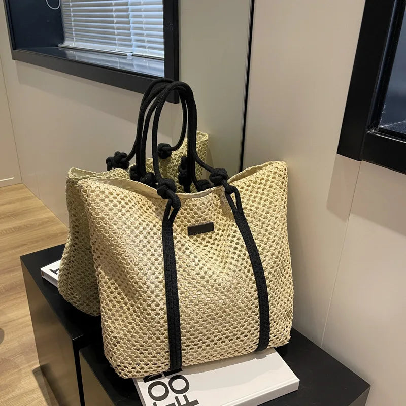 Stylish Ladies Straw Woven Handbag - Beach & Casual Tote Bag