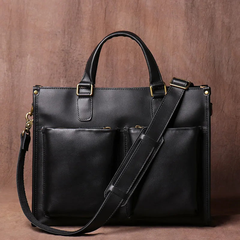 Vintage Leather Shoulder Bag - Stylish & Durable Business Briefcase