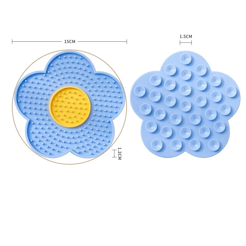 Silicone Pet Licking Mat - Flower-Shaped Slow Feeder with Suction