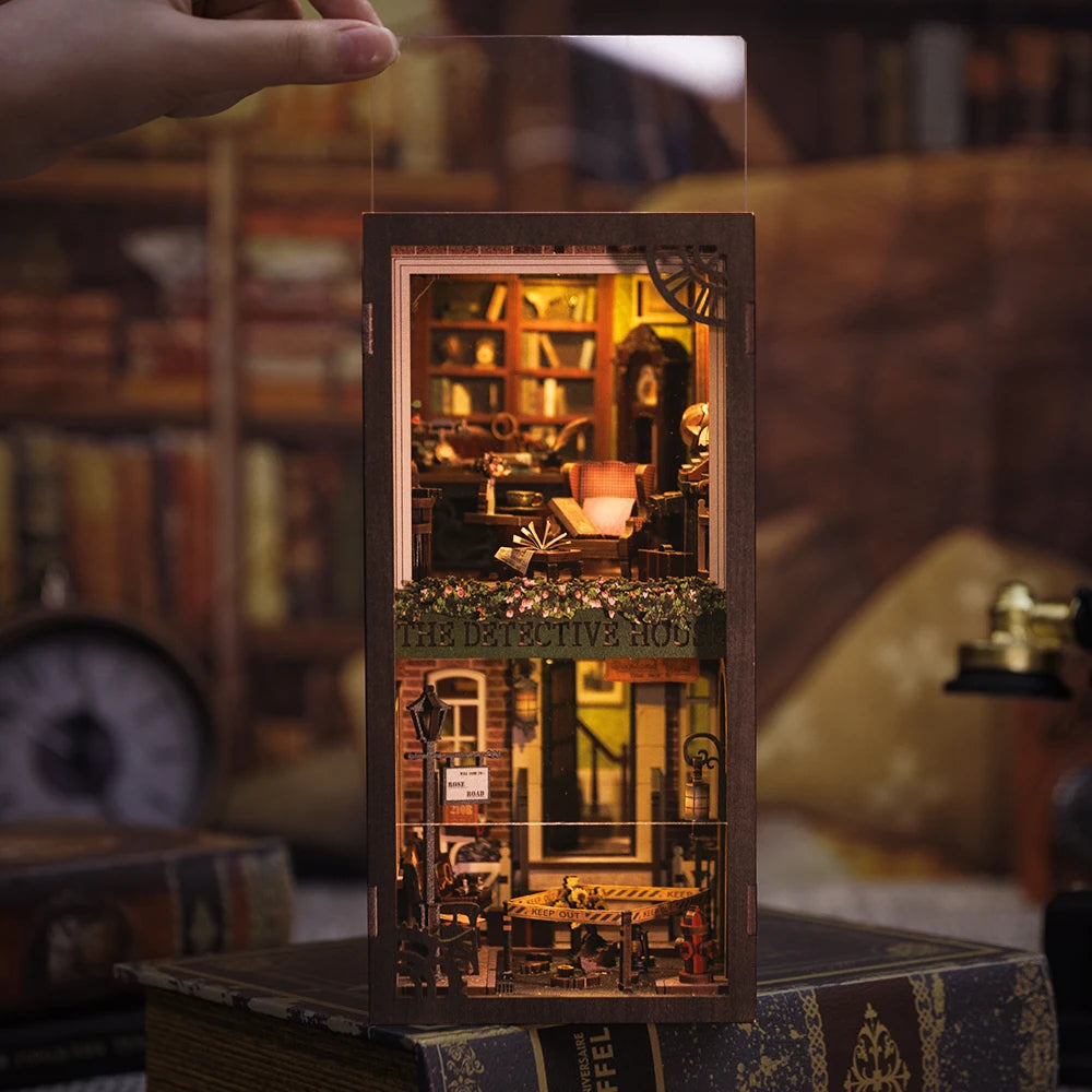 CUTEBEE DIY Book Nook 3D Puzzle Miniature with LED & Dust Cover