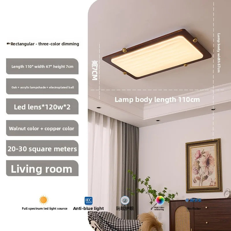 Wabi-Sabi Walnut Wood Ceiling Light - Modern LED Eye Protection